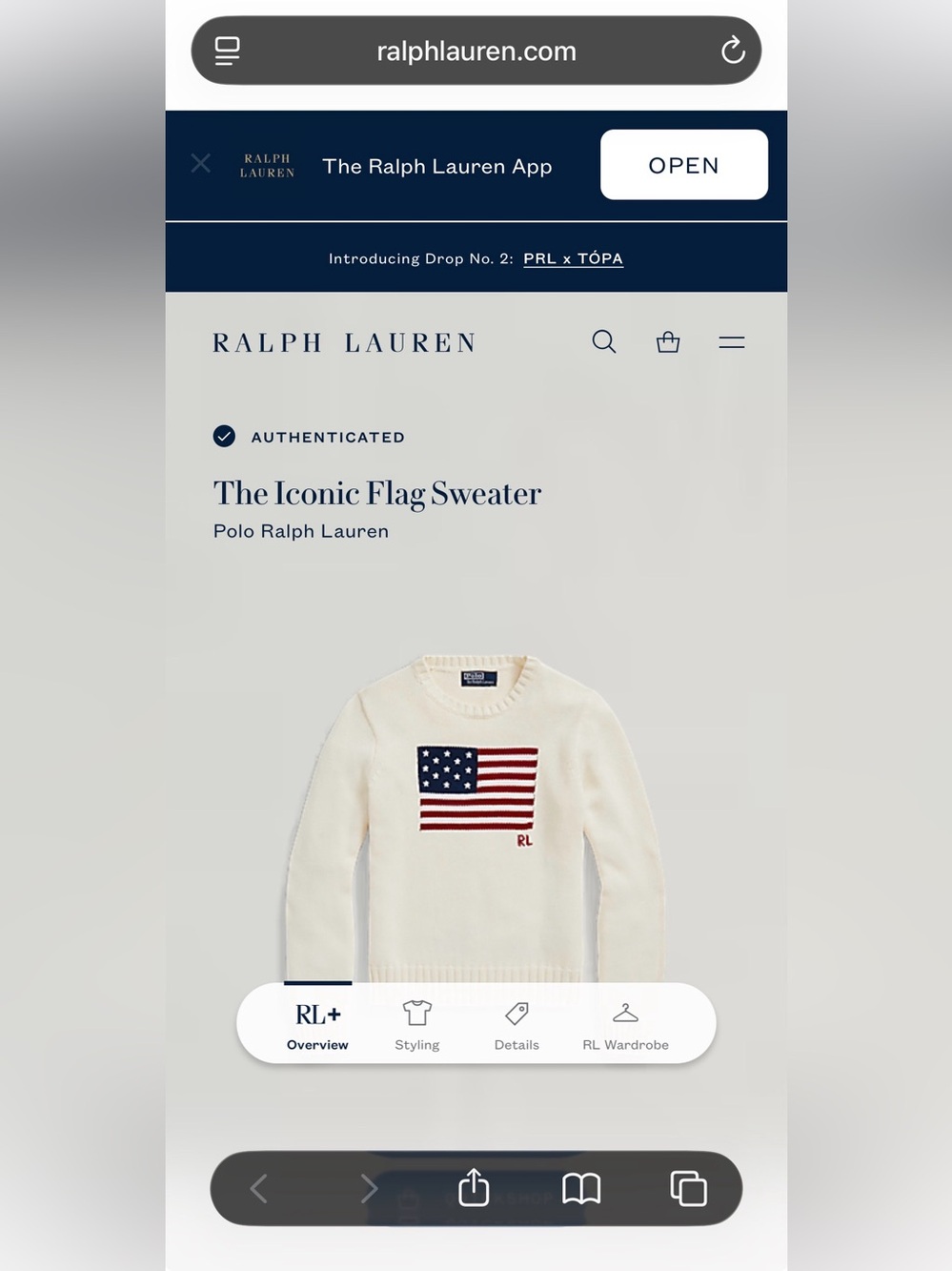 Polo Ralph Lauren American Flag Sweater USA Knit Crewneck Cream Size Medium - Picture 5 of 7
